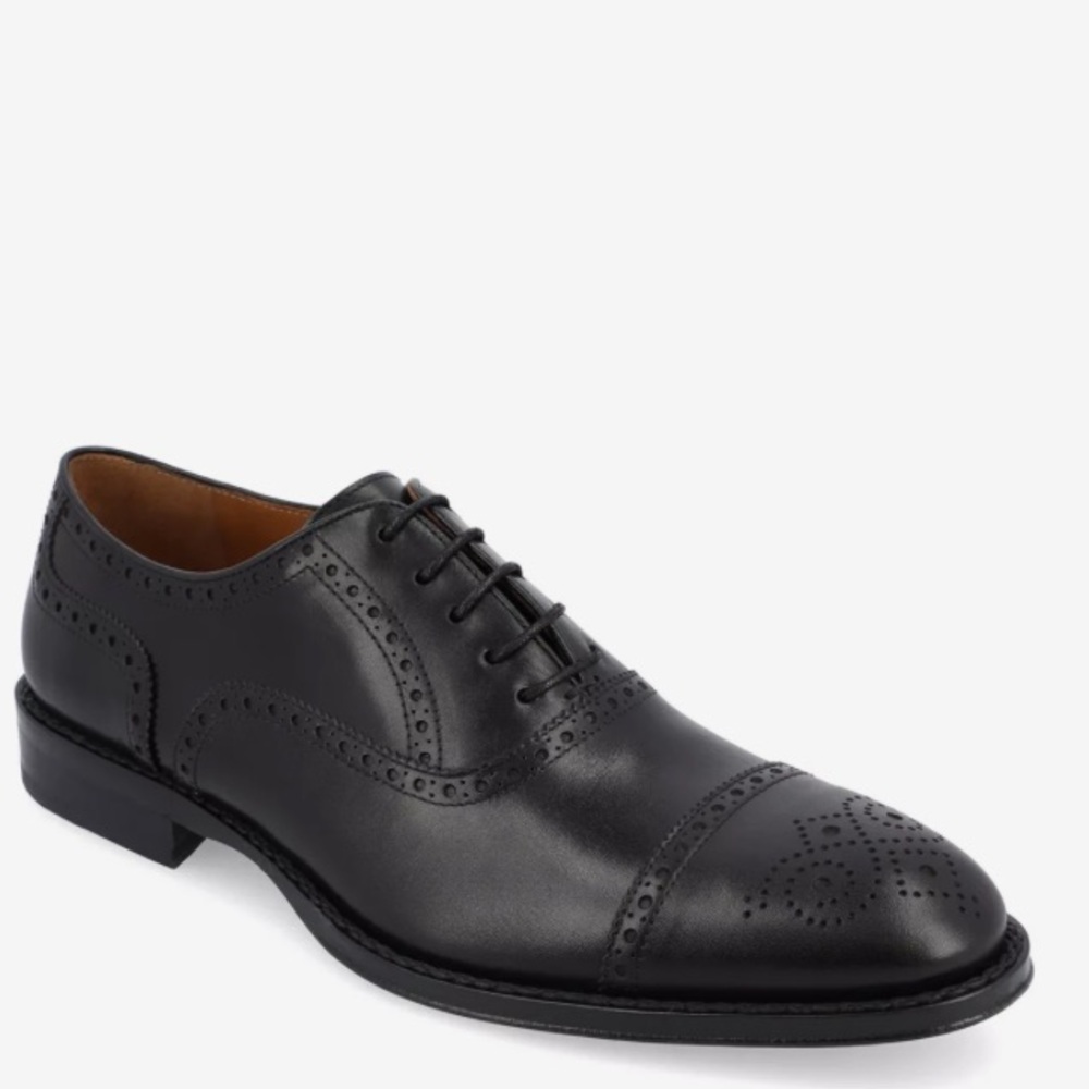 Grant Stone Black Leather Fairfield Cap toe Oxford dress shoes